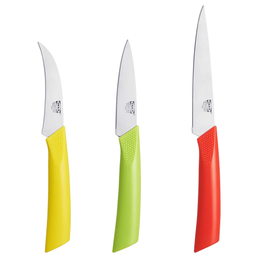 قیمت مناسب خرید ست چاقو آشپزخانه 3 تکه با دسته رنگی ایکیا